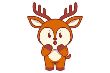 Cute Deer Surprised Illustration