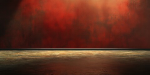 Red Wall and Concrete Floor Background    Empty Room Interior Design Mockup
