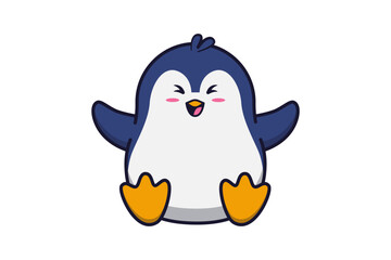 Cute Happy Penguin Sitting Illustration