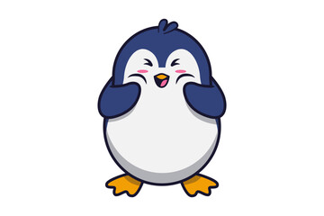 Cute Penguin Hands on Cheeks Illustration