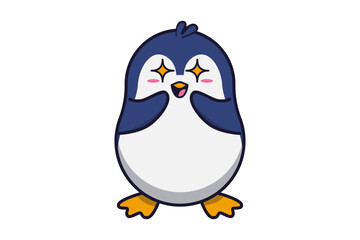 Cute Penguin Amazed with Sparkles Illustration