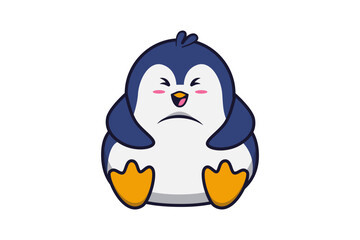 Cute Penguin Touching Belly Illustration