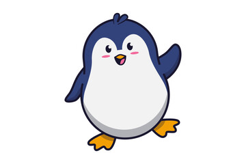 Cute Penguin Raise Hand Greeting Illustration