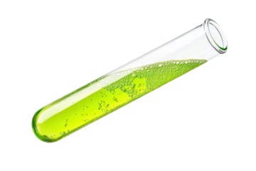 Test tube filled with vibrant green liquid, showcasing a scientific experiment. Perfect for education, research, and chemistry themes.