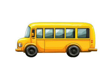 Vector illustration of a bright yellow cartoon school bus isolated on a transparent background. Perfect for educational and transportation themes.