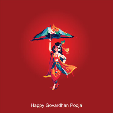 happy govardhan puja hindu festival card background. Vector illustration design.