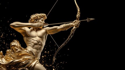 Golden Sagittarius Zodiac Sign on Black Background