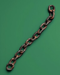 rusty chain on a green background AI generated 