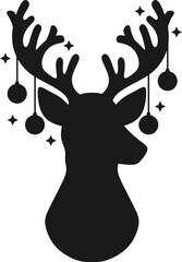 Reindeer Graphic, Stag with Antlers Silhouette 