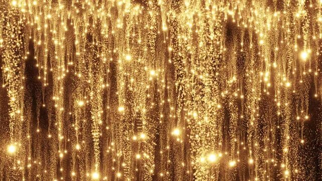 Looping animated Christmas background of falling shooting stars on black background