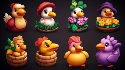 A charming gathering of cute birds showcasing their vibrant feathers in nature's beauty