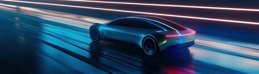 Dive into the future of mobility with a mesmerizing 3D illustration showcasing the sleek lines of an electric car