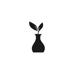 Decorative flower vase icon isolated on white background.