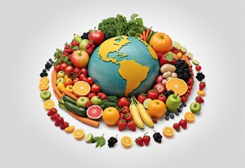 Celebrating Food Diversity: A Colorful Illustration of the Earth Crafted from Fresh Produce and Ingredients for World Food Day