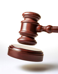 Gavel floating or flying isolated white background
