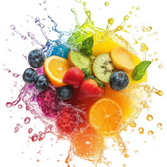 Vibrant fruit explosion a colorful splash of juicy delight captured in a stunning visual array of nature's best offerings