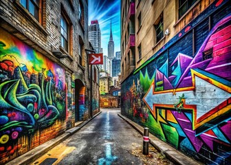 Fototapeta premium Black Hand Drawn Brush Stroke Arrow in Urban Exploration Photography Style