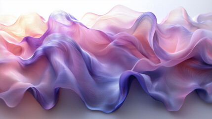 Fototapeta premium Abstract fluid wallpaper featuring soft waves in pastel pink, purple, and peach hues. This calming and ethereal design is perfect for modern, elegant backgrounds and creative projects.