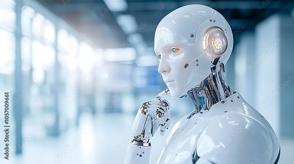 Poster exploring the intersection of ai and human thought the rise of intelligent robotics in modern societ