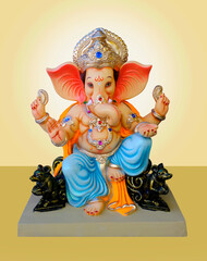 Ganesh sculpture, Lord Ganpati, Ganesha on colourful Background, Ganpati, happy Ganesh Chaturthi.
