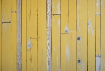 Vintage Yellow Herringbone Textured Wall with Painted Wooden Boards