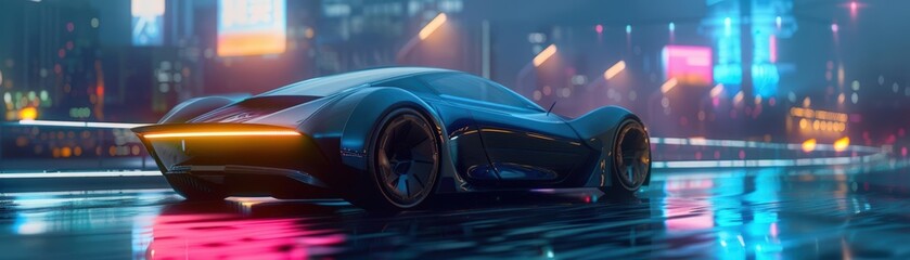 Obraz premium Express the excitement of electric transportation in a futuristic 3D illustration of an electronic electric car