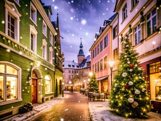 Naklejka premium Bonn's winter streets radiate charm, blanketed in snow, offering tranquil views of historic architecture and a serene atmosphere perfect for cozy