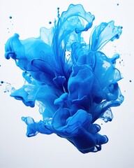 Vivide splash of blue paint on white background