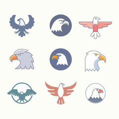 set of icons for eagles