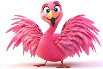 Obraz premium Cute Pink Flamingo Cartoon Illustration