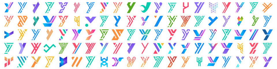 collection abstract letter Y logo design. modern logotype Y design with colorful. vector illustration