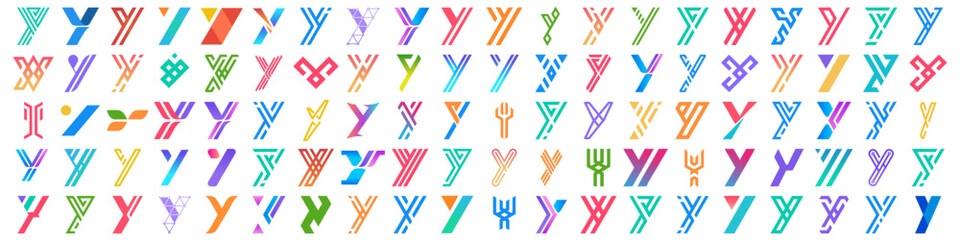collection abstract letter Y logo design. modern logotype Y design with colorful. vector illustration