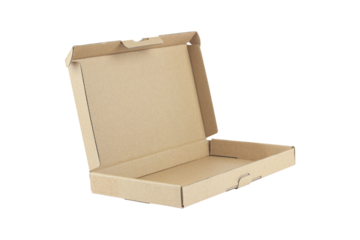 open cardboard box for parcel, gift box isolated from background