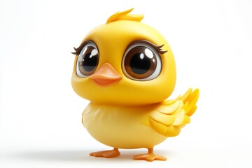 Obraz premium Cute Cartoon Yellow Chick Bird 3D Render