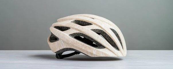 Modern bicycle helmet isolated on a light background, showcasing safety and style for cyclists.
