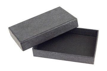 black gift box with soft bottom, isolated from background