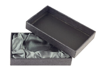 black gift box with soft bottom, isolated from background