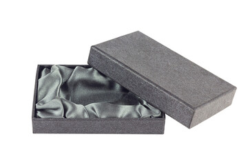 black gift box with soft bottom, isolated from background