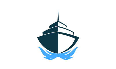 Ship front and sea illustration design vector