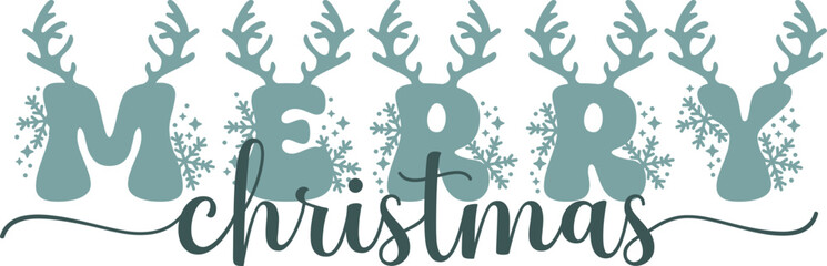 Festive Antler Merry Christmas Graphic