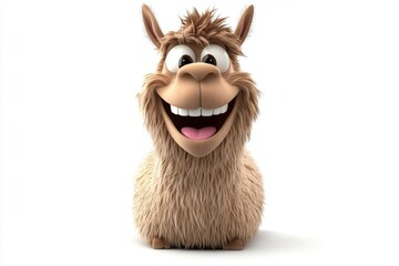 Cute Cartoon Llama with Happy Expression