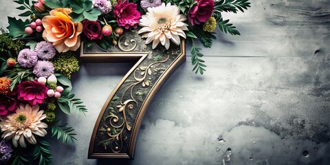 Celebrate Number 7 Birthday with Floral Decorations - 7th Anniversary Celebration Theme