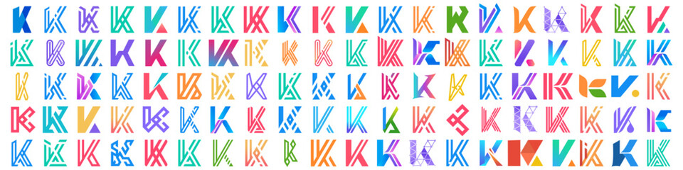 collection abstract letter K logo design. modern logotype K design with colorful. vector illustration