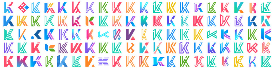 collection abstract letter K logo design. modern logotype K design with colorful. vector illustration