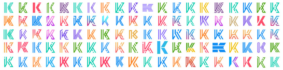 collection abstract letter K logo design. modern logotype K design with colorful. vector illustration