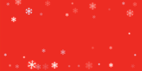 Horizontal frame with snowflakes falling down into darkness Snowfall. Vector illustration.