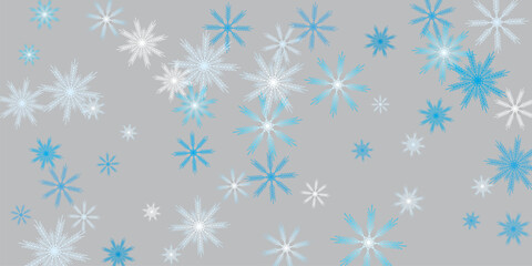Horizontal frame with snowflakes falling down into darkness Snowfall. Vector illustration.