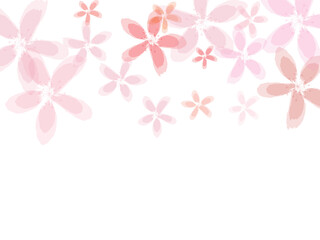 Pink sakura blossom falling parts. Peach flolwer petals natural decor.