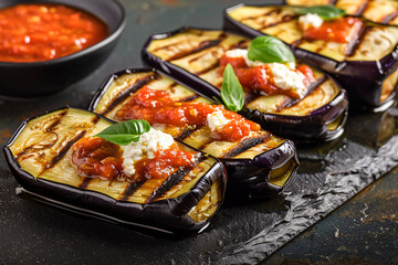 eggplant rollatini with ricotta filling, fresh tomato sauce
