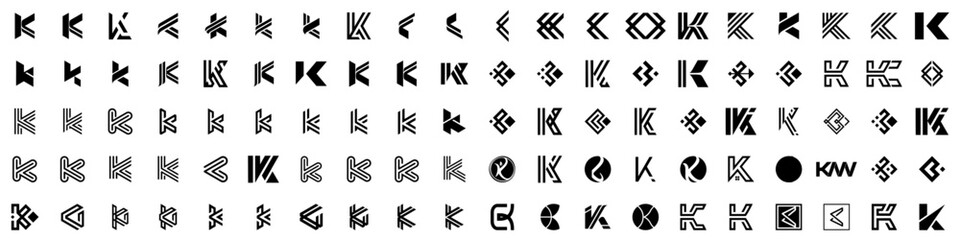 collection abstract letter K logo design. modern logotype K design with black color. vector illustration